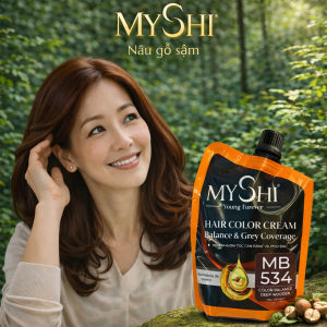 Thuốc nhuộm tóc phủ bạc cỡ lớn Myshi MB534 - Màu nâu gỗ sậm