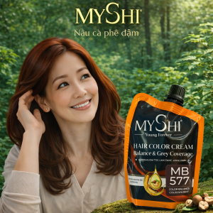 Thuốc nhuộm tóc phủ bạc Myshi cỡ lớn MB577 - Nâu cà phê đậm